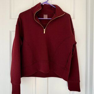 CALIA Women's Soft Scuba Mock Neck 1/4 Zip Size XS Deep Merlot